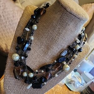 Elegant Black and Brown Beaded Necklace